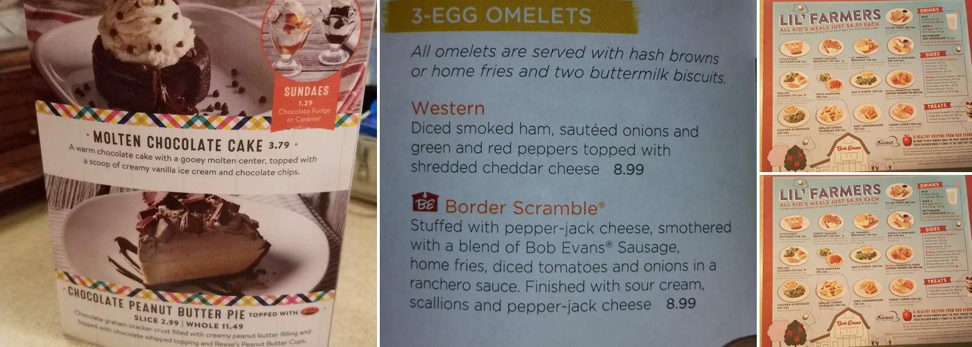 Bob Evans Menu
