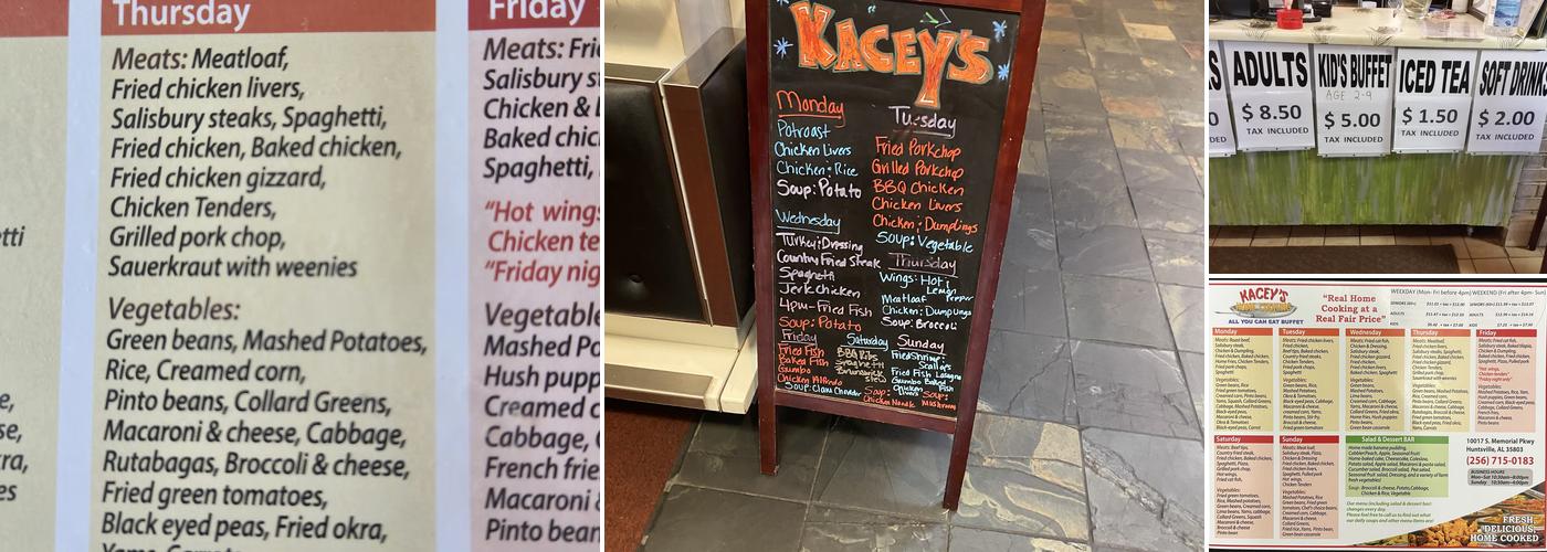 Kacey's Home Cooking Menu