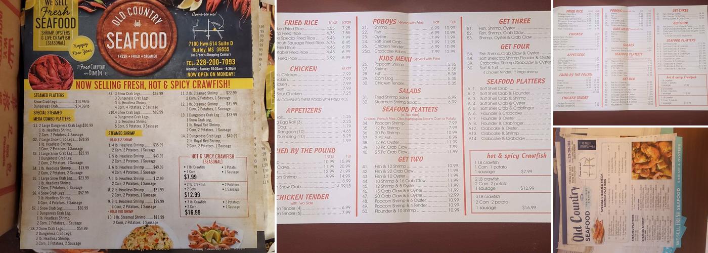 Old Country Seafood Menu