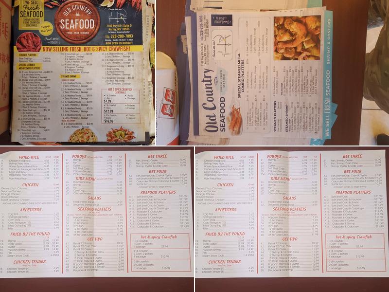Old Country Seafood Menu