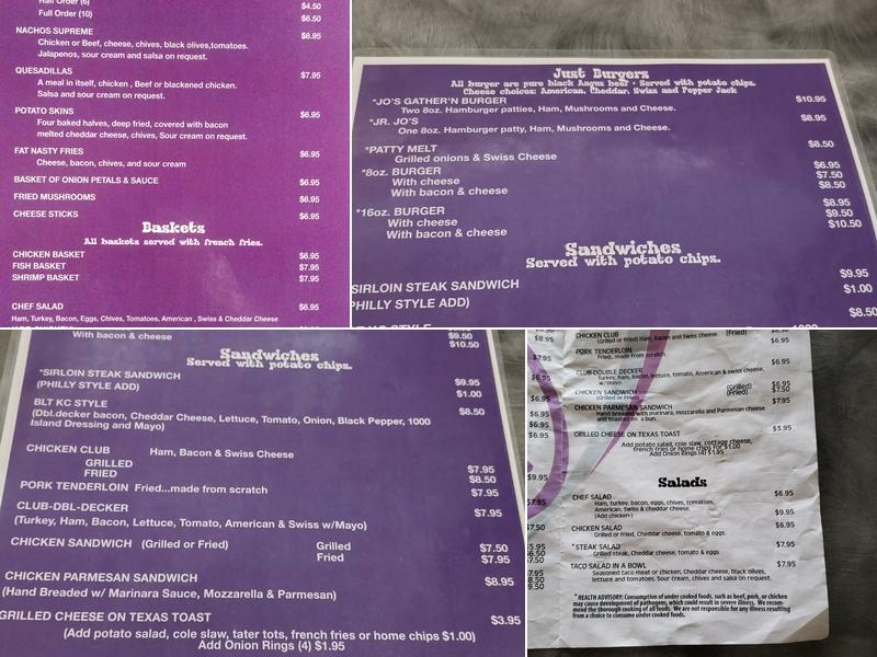 Jo's gather'n Place Menu