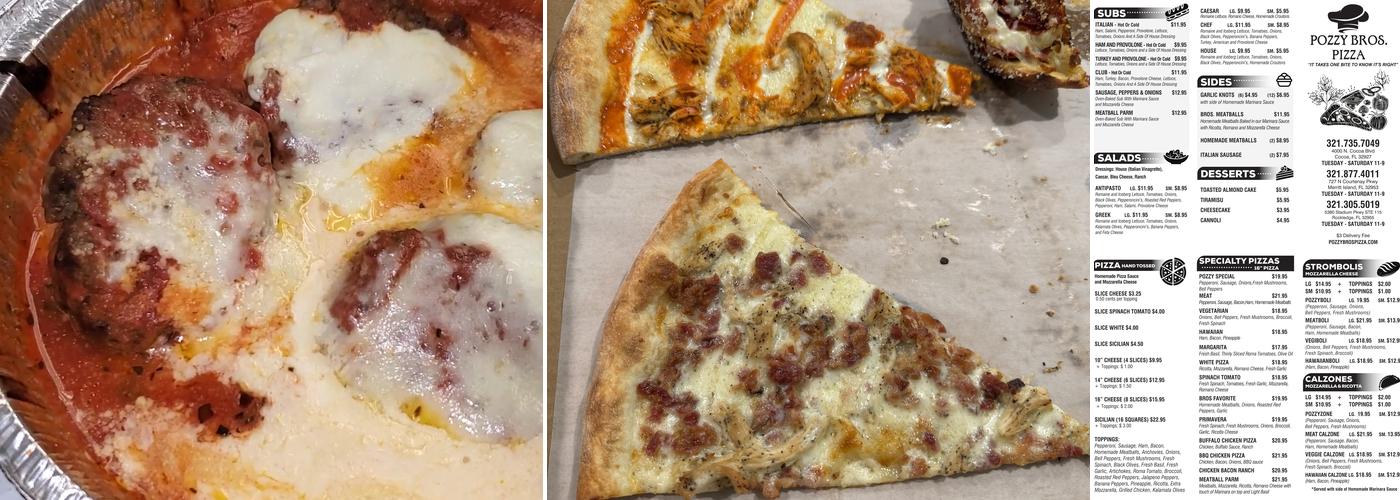 Pozzy Bros. Pizza Menu