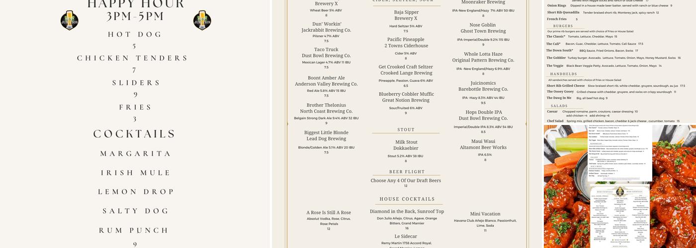 Hop Junction Menu