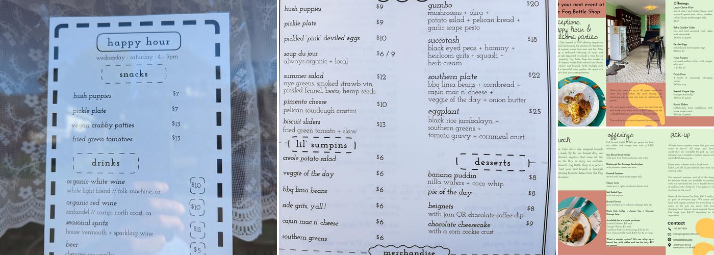 Fog Eater Cafe Menu