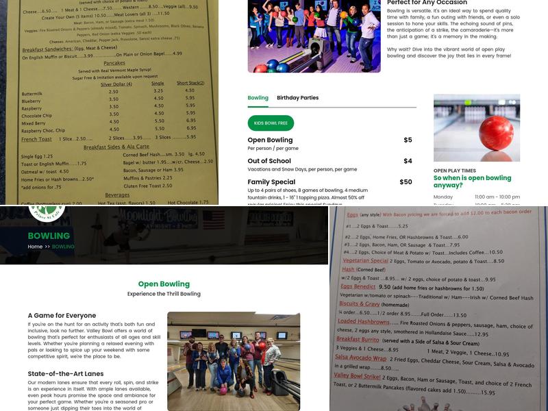 Valley Bowl Menu
