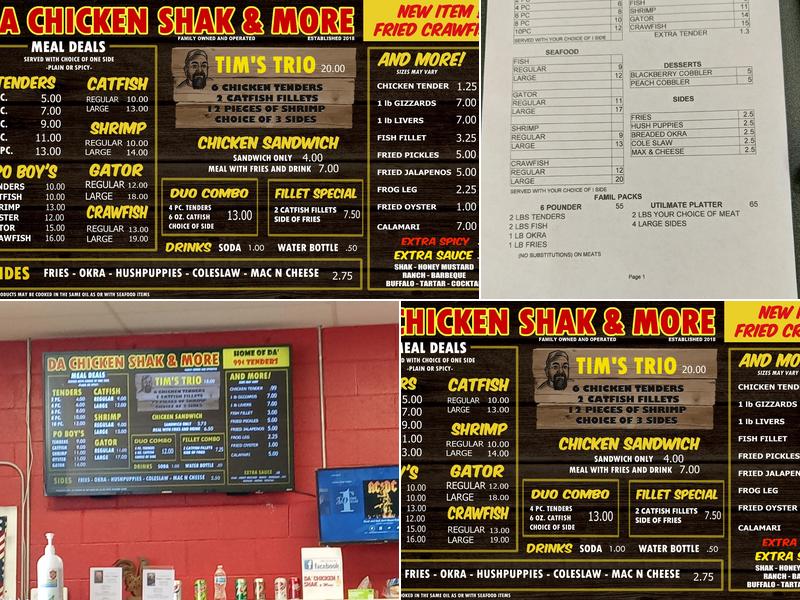 Da Chicken Shak & More Menu