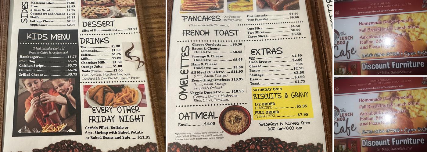 The Lunch Box Cafe Menu