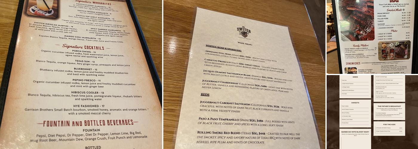 The Switch by Stiles Switch BBQ Menu