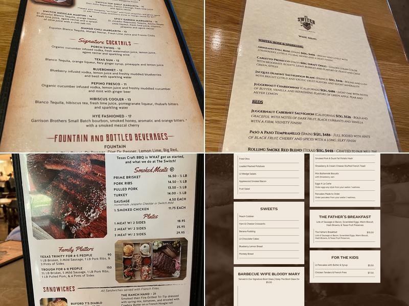 The Switch by Stiles Switch BBQ Menu