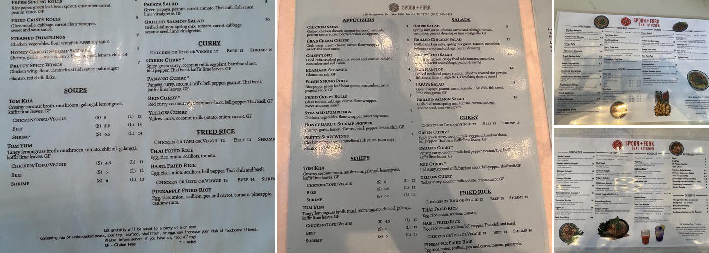 Spoon + Fork Kitchen Menu