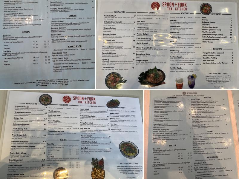 Spoon + Fork Kitchen Menu