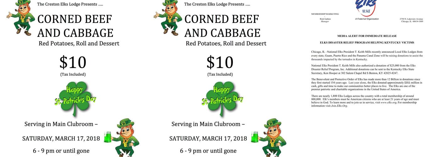 Elks Lodge Menu