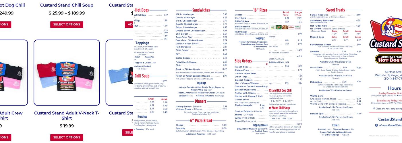 Custard Stand Chili Menu