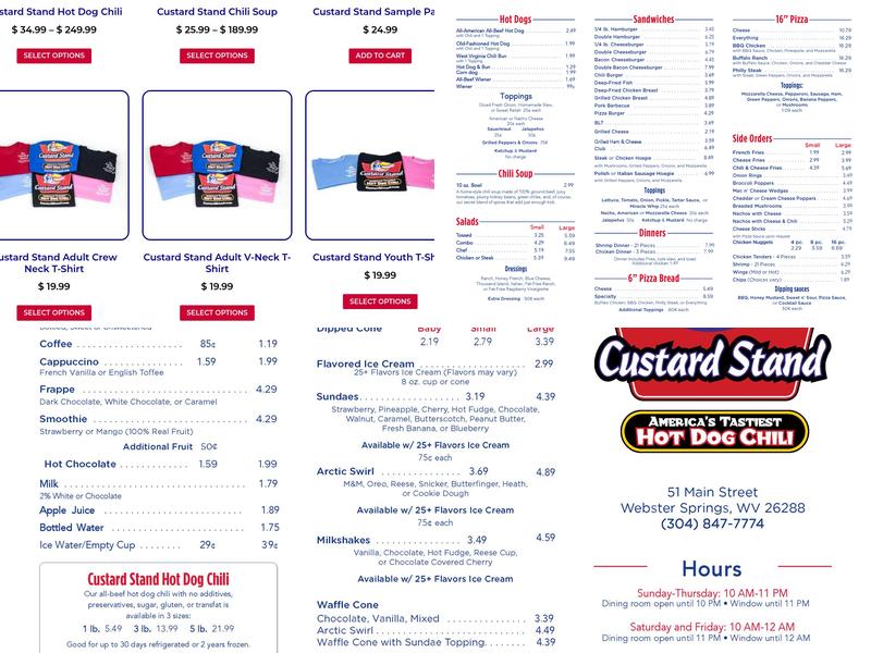 Custard Stand Chili Menu