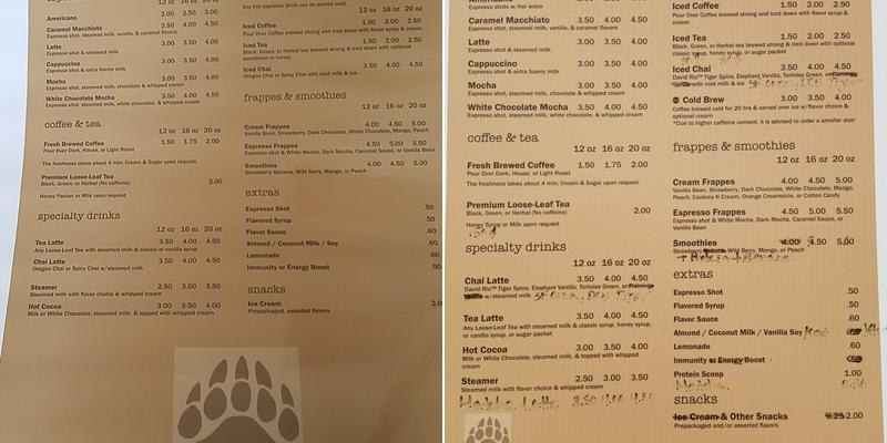 Little Bear Espresso LLC Menu
