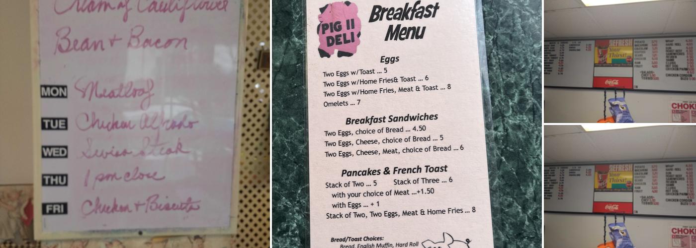 Pig II Deli Menu