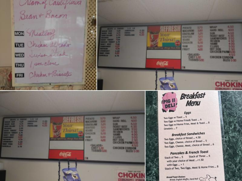 Pig II Deli Menu