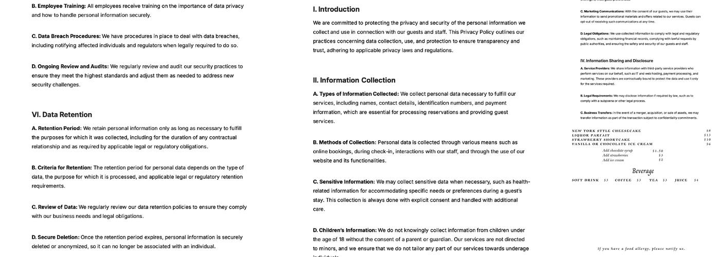 Cascade Inn and Restaurant Menu