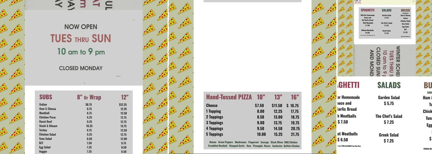 Fire 21 Pizza Menu