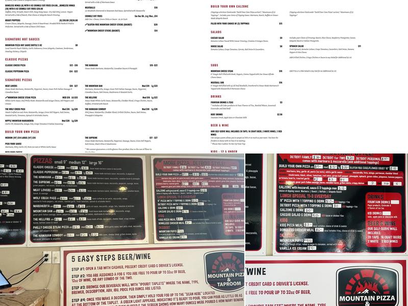 Mountain Pizza and Taproom Menu