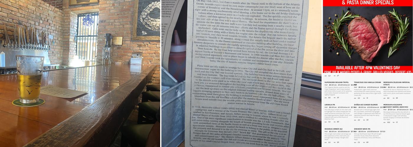 Seaside Brewing Company Menu