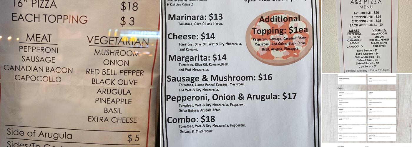 A&B Pizza Menu