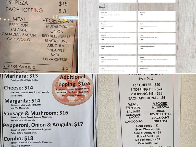A&B Pizza Menu