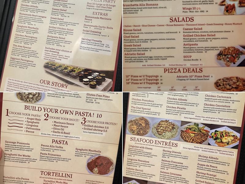 Adriatic Cafe Italian Grill Spring TX Menu