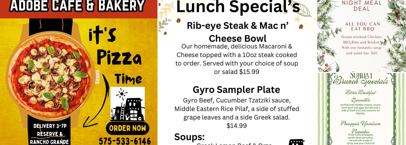 The Adobe Cafe & Bakery Menu