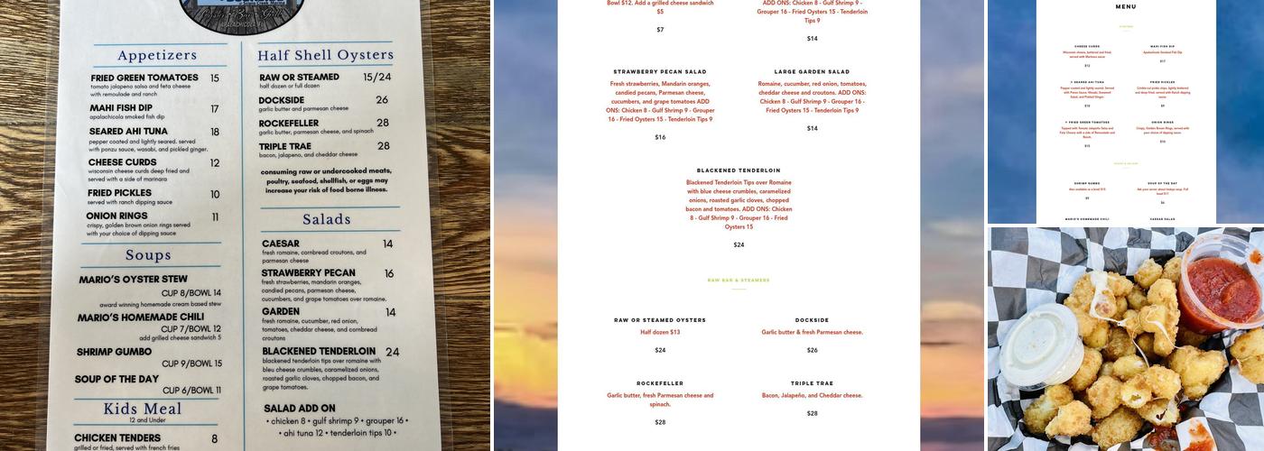Half Shell Dockside Menu