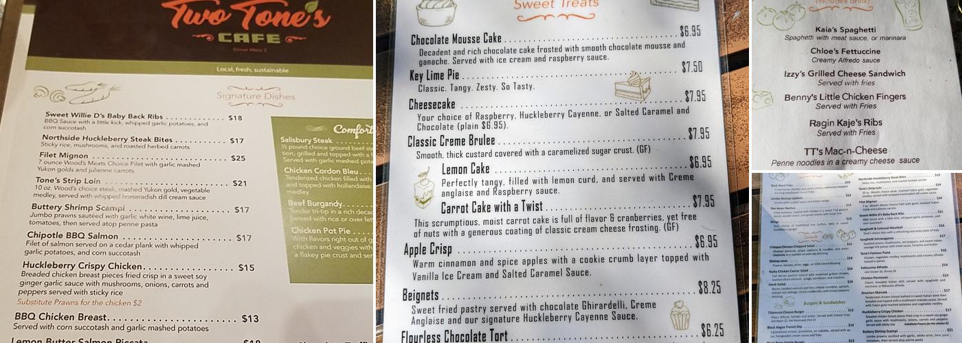 Two Tones Cafe Menu