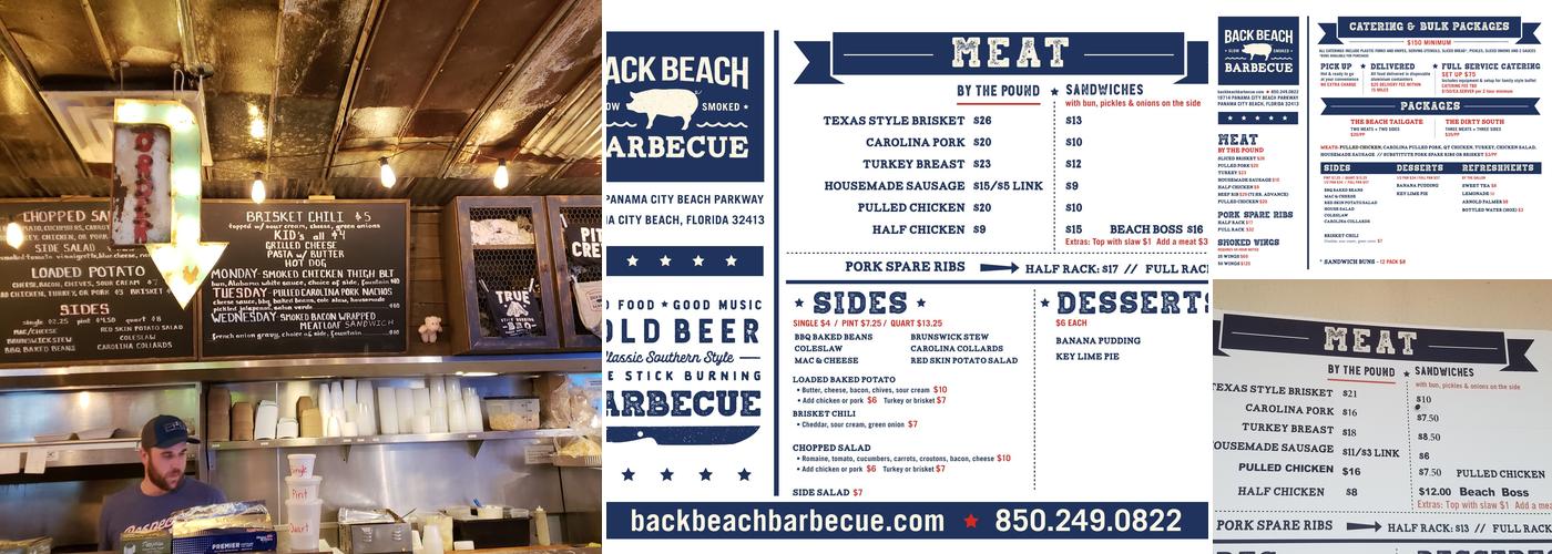 Back Beach Barbecue Menu