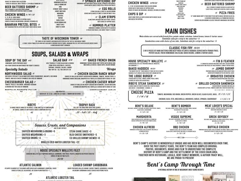 Bent's Camp Resort Menu