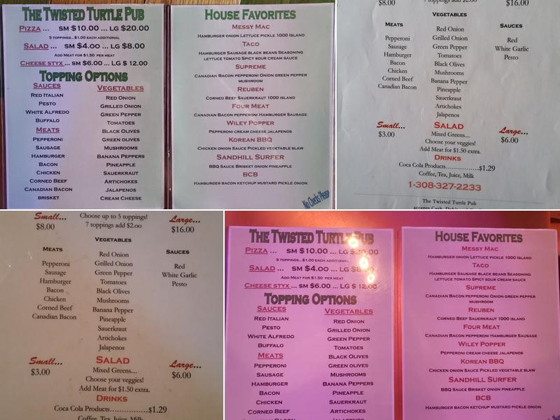 The Twisted Turtle Pub Menu