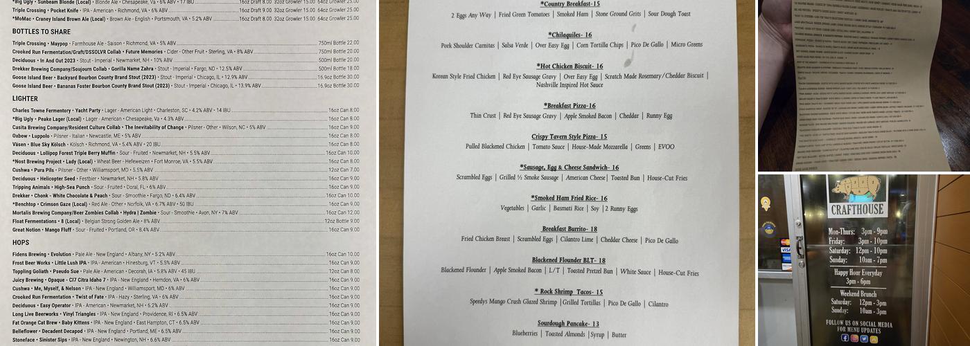 1608 Crafthouse Menu