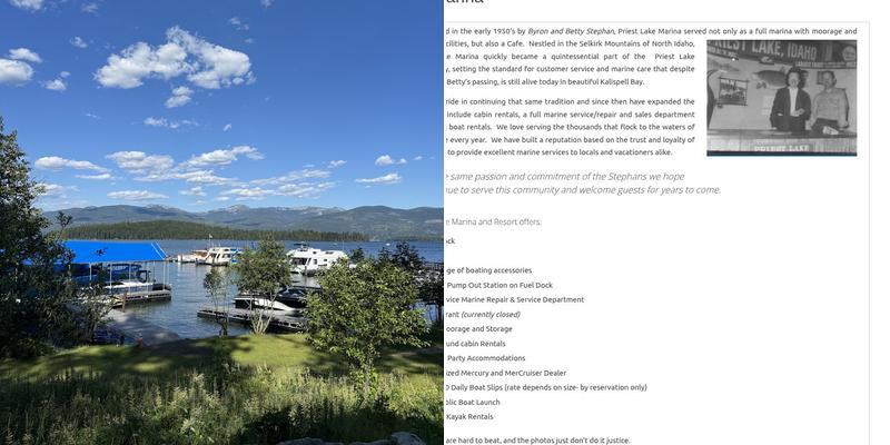 Priest Lake Marina Menu