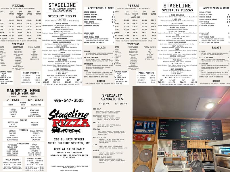 Stageline Pizza Menu