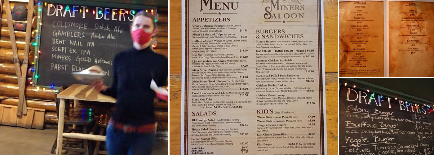 Miners Saloon Menu