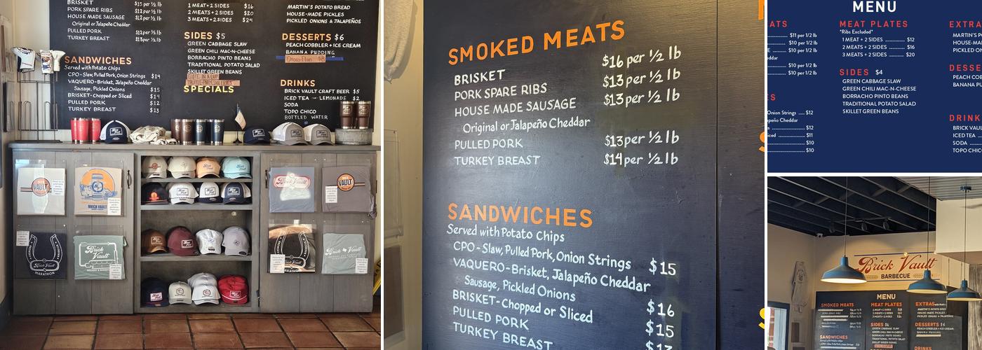 Brick Vault Brewery and Barbecue Menu