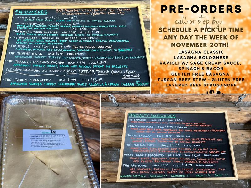 Sorelle Delicatessen Menu