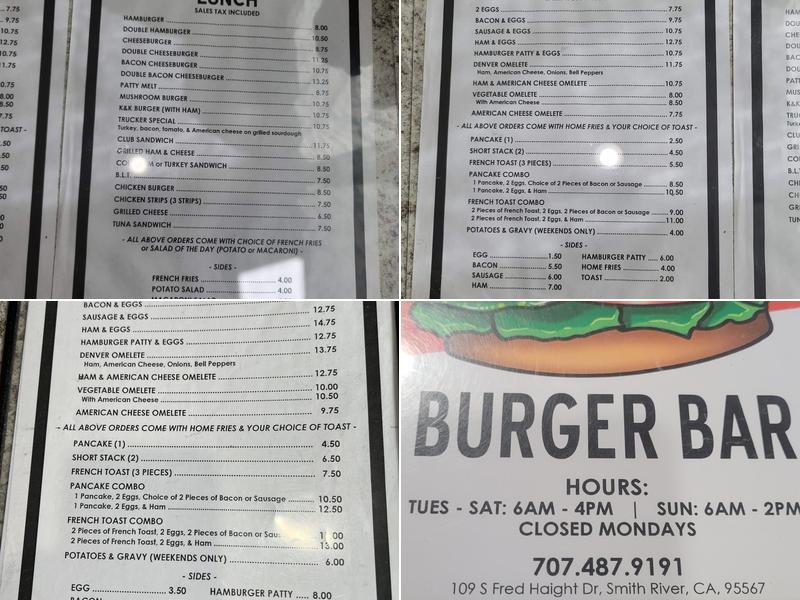 Alta's Burger Bar Menu