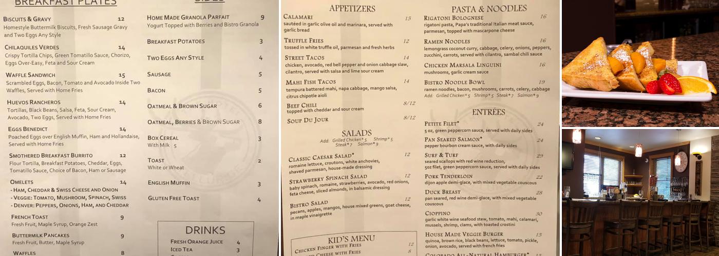 The West End Bistro at The Hotel Telluride Menu