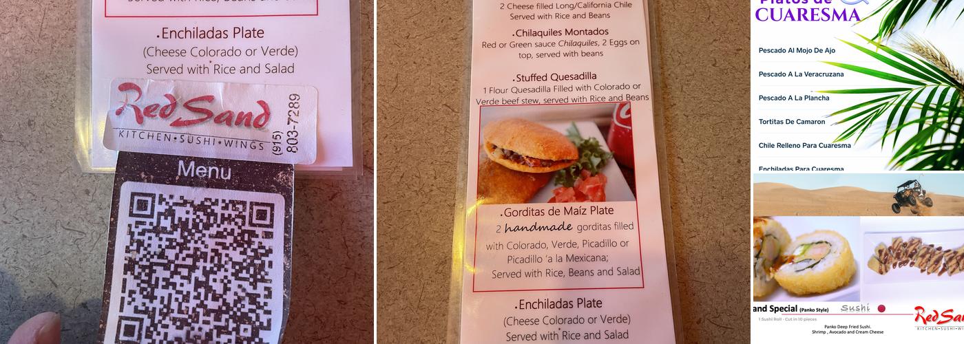 RedSand Kitchen Menu