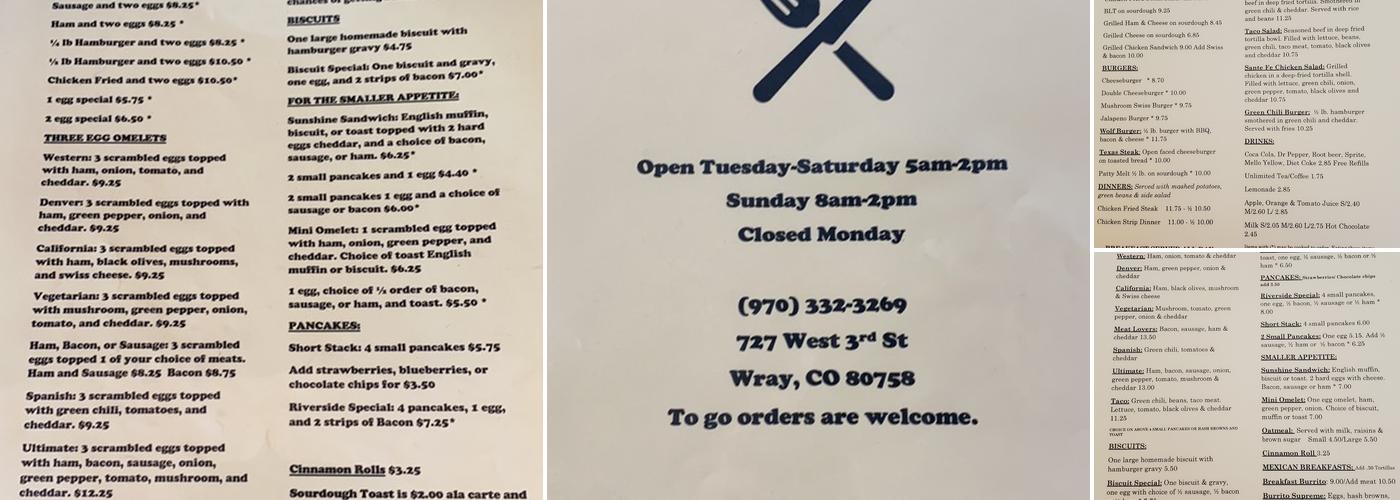 Riverside Cafe Menu