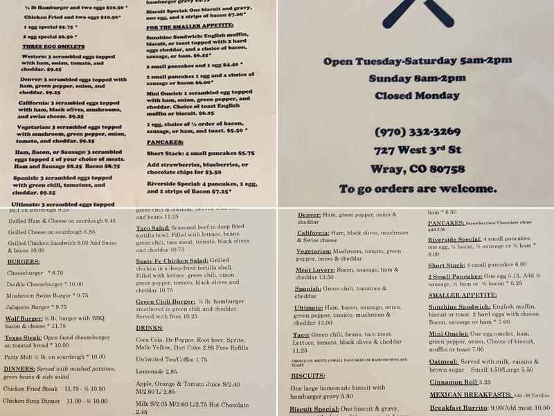 Riverside Cafe Menu