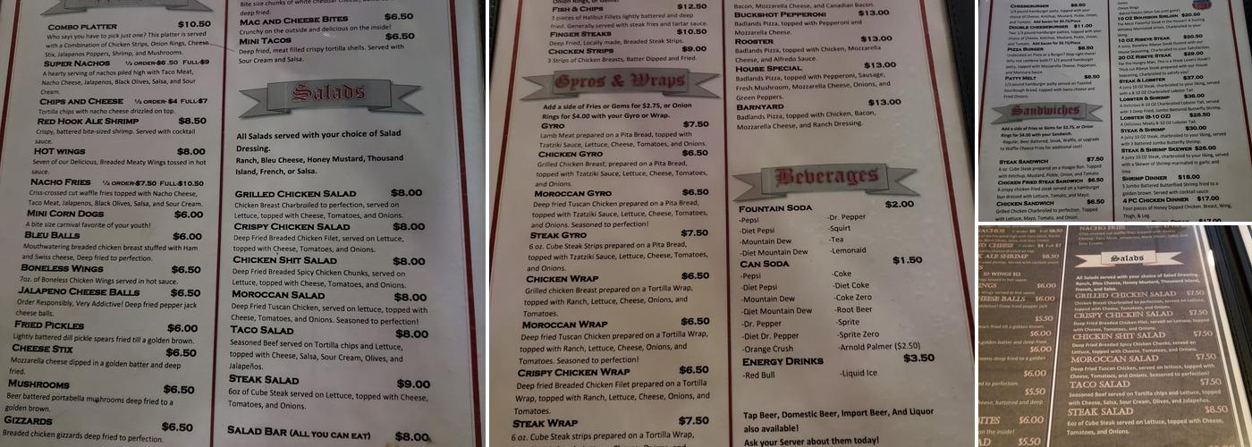 Corner Bar Menu