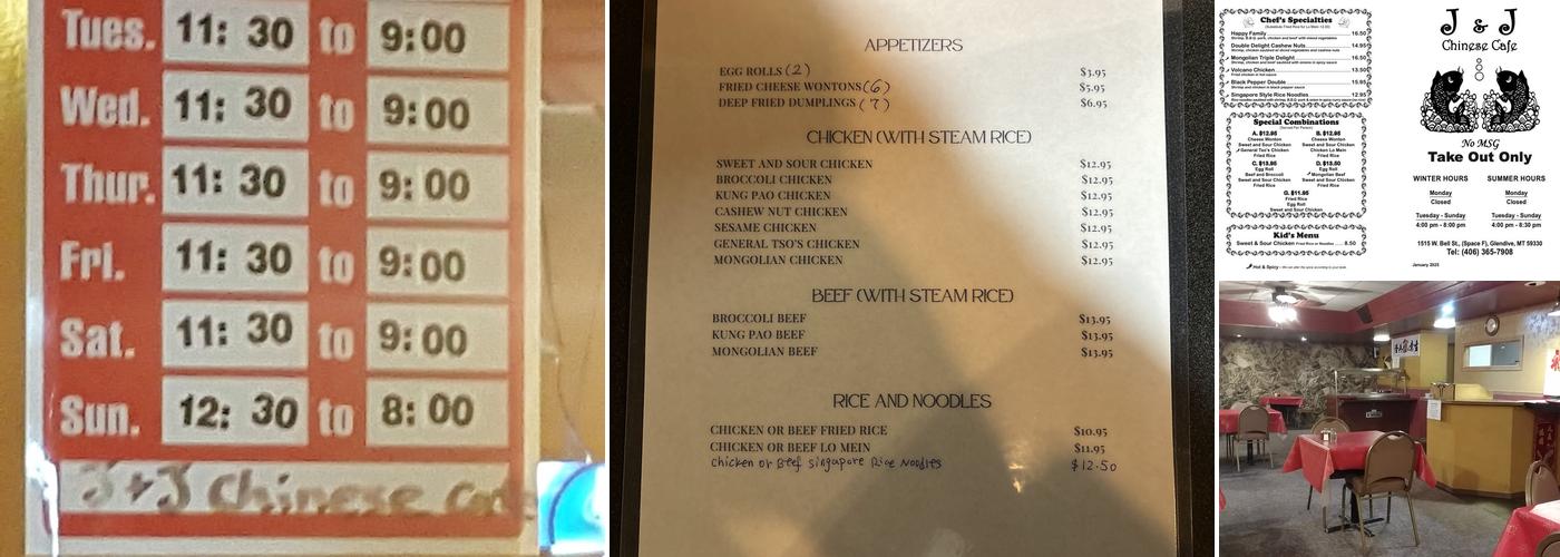 J & J Chinese Cafe Menu