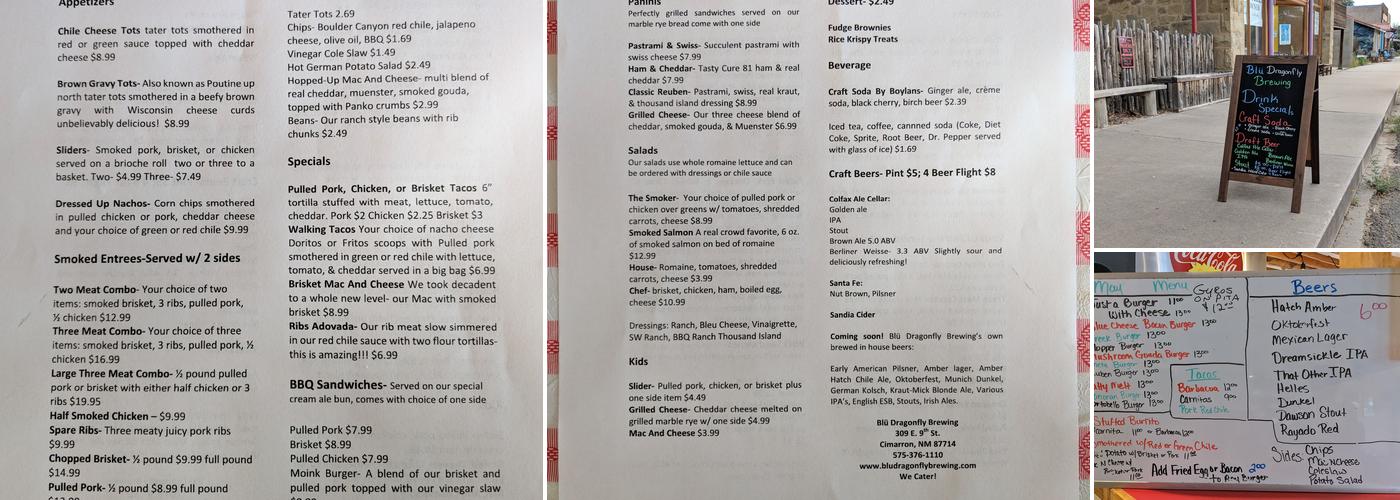 Blü Dragonfly Brewing Menu