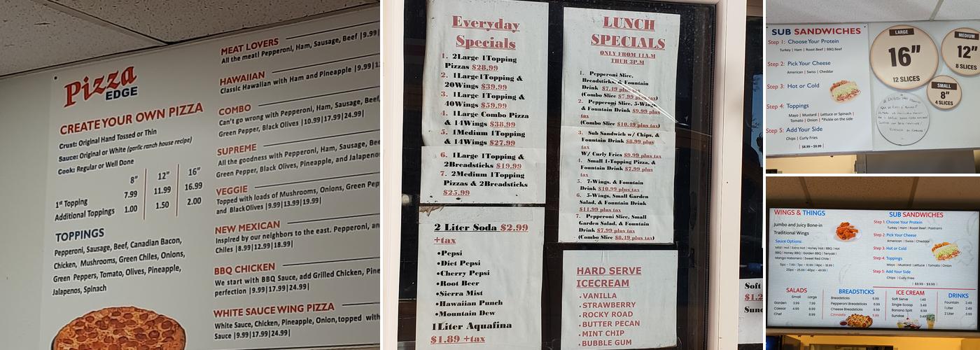 Pizza Edge Menu