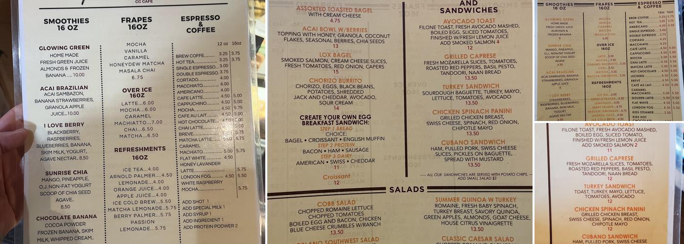 CC Cafe Menu